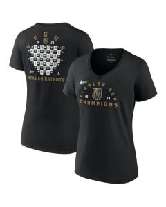 Women's Vegas Golden Knights Black 2023 Stanley Cup Champions Jersey Roster V-Neck T-Shirt
