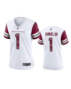 Women's Washington Commanders #1 Deebo Samuel Sr White 2025 Game Stitched Football Jersey