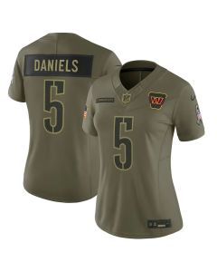 Women's Washington Commanders #5 Jayden Daniels Olive 2025 Salute to Service Limited Jersey