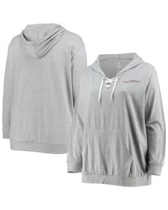 Women's Washington Commanders Heathered Gray Lace-Up Pullover Hoodie (Gray)