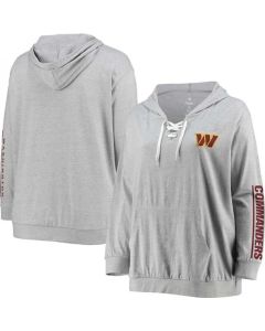 Women's Washington Commanders Heathered Gray Lace-Up Pullover Hoodie