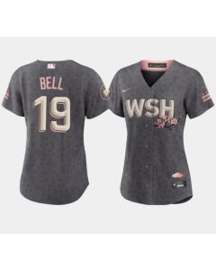 Women's Washington Nationals #19 Josh Bell 2022 Grey City Connect Cherry Blossom Stitched Jersey(Run Small)