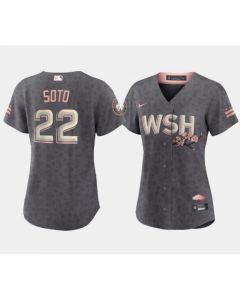 Women's Washington Nationals #22 Juan Soto 2022 Grey City Connect Cherry Blossom Stitched Jersey(Run Small)