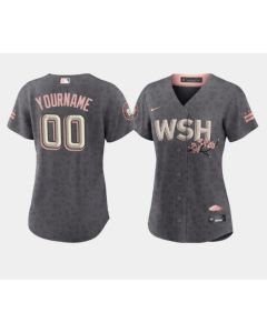 Women's Washington Nationals ACTIVE Player Custom 2022 Grey City Connect Cherry Blossom Stitched Jersey(Run Small)