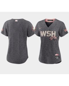 Women's Washington Nationals Blank 2022 Grey City Connect Cherry Blossom Stitched Jersey(Run Small)