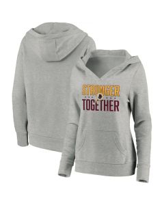 Women's Washington Redskins Heather Gray Stronger Together Crossover Neck Pullover Hoodie(Run Small)
