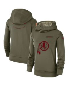 Women's Washington Redskins Olive Salute to Service Team Logo Performance Pullover NFL Hoodie