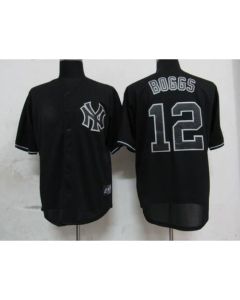 Yankees #12 Wade Boggs Black Fashion Stitched MLB Jersey