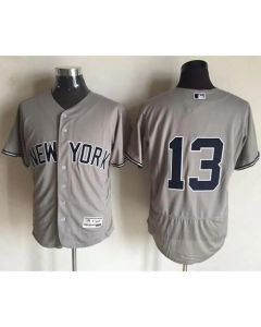Yankees #13 Alex Rodriguez Grey Flexbase Authentic Collection Stitched MLB Jersey