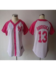 Yankees #13 Alex Rodriguez White/Pink Women's Splash Fashion Stitched MLB Jersey