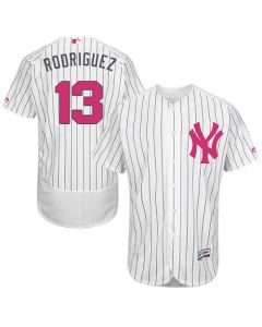 Yankees #13 Alex Rodriguez White Strip Flexbase Authentic Collection 2016 Mother's Day Stitched MLB Jersey