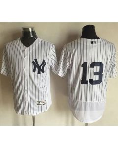 Yankees #13 Alex Rodriguez White Strip Flexbase Authentic Collection Stitched MLB Jersey