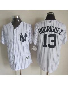 Yankees #13 Alex Rodriguez White Strip New Cool Base Stitched MLB Jersey