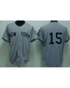 Yankees #15 Thurman Munson Stitched Grey MLB Jersey