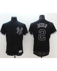 Yankees #2 Derek Jeter Black Fashion Flexbase Authentic Collection Stitched MLB Jersey
