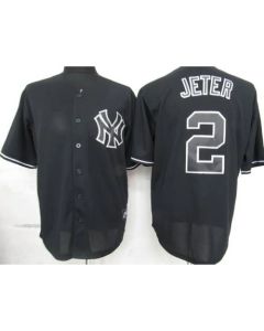 Yankees #2 Derek Jeter Black Fashion Stitched MLB Jersey