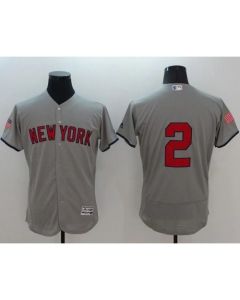 Yankees #2 Derek Jeter Grey Fashion Stars & Stripes Flexbase Authentic Stitched MLB Jersey
