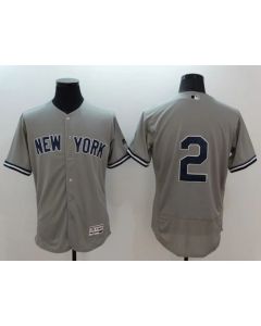 Yankees #2 Derek Jeter Grey Flexbase Authentic Collection Stitched MLB Jersey