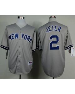 Yankees #2 Derek Jeter Grey Name On Back Stitched MLB Jersey