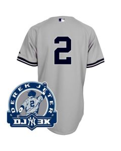 Yankees #2 Derek Jeter Grey With DJ-3K Patch Stitched MLB Jersey