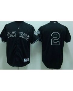 Yankees #2 Derek Jeter Stitched Black MLB Jersey