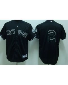 Yankees #2 Derek Jeter Stitched Black Youth MLB Jersey