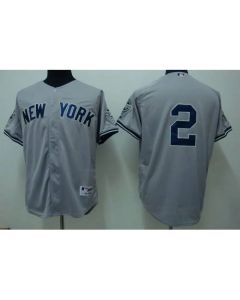 Yankees #2 Derek Jeter Stitched Grey Youth MLB Jersey