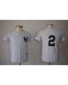 Yankees #2 Derek Jeter Stitched White Youth MLB Jersey