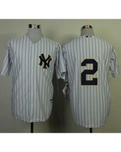 Yankees #2 Derek Jeter White Fashion Gold w/Commemorative Retirement Patch Stitched MLB Jersey
