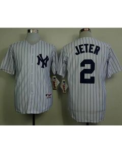 Yankees #2 Derek Jeter White Name On Back Stitched MLB Jersey
