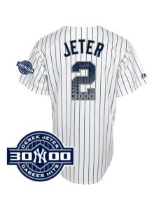 Yankees #2 Derek Jeter White Special Edition W/3000 Hits Patch Stitched MLB Jersey