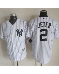 Yankees #2 Derek Jeter White Strip New Cool Base Stitched MLB Jersey