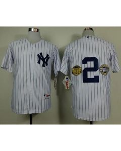 Yankees #2 Derek Jeter White W/Commemorative Final Season & inaugural Season & Retirement Patch Stitched MLB Jersey