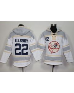 Yankees #22 Jacoby Ellsbury White Sawyer Hooded Sweatshirt MLB Hoodie