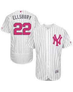 Yankees #22 Jacoby Ellsbury White Strip Flexbase Authentic Collection 2016 Mother's Day Stitched MLB Jersey