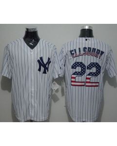 Yankees #22 Jacoby Ellsbury White Strip USA Flag Fashion Stitched MLB Jersey