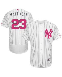 Yankees #23 Don Mattingly White Strip Flexbase Authentic Collection 2016 Mother's Day Stitched MLB Jersey