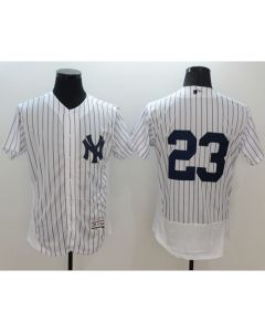 Yankees #23 Don Mattingly White Strip Flexbase Authentic Collection Stitched MLB Jersey