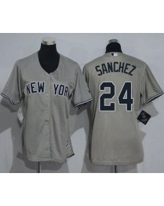 Yankees #24 Gary Sanchez Grey Women's Road Stitched MLB Jersey