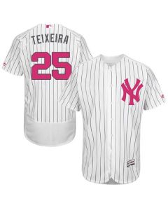 Yankees #25 Mark Teixeira White Strip Flexbase Authentic Collection 2016 Mother's Day Stitched MLB Jersey