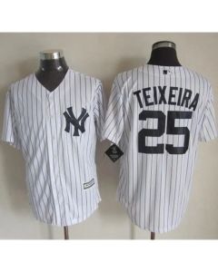 Yankees #25 Mark Teixeira White Strip New Cool Base Stitched MLB Jersey