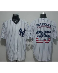 Yankees #25 Mark Teixeira White Strip USA Flag Fashion Stitched MLB Jersey