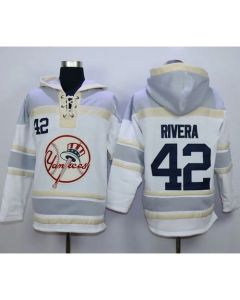 Yankees #42 Mariano Rivera White Sawyer Hooded Sweatshirt MLB Hoodie