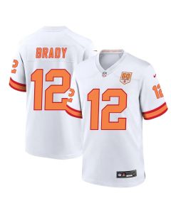 Youth '76 Tampa Bay Buccaneers #12 Tom Brady White 50th Season Game Jersey