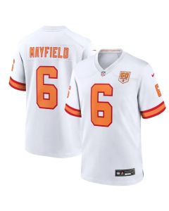 Youth '76 Tampa Bay Buccaneers #6 Baker Mayfield White 50th Season Game Jersey (White)