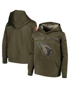 Youth Arizona Cardinals Olive Salute to Service Pullover Performance NFL Hoodie