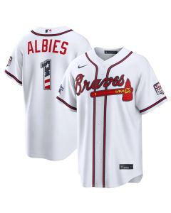 Youth Atlanta Braves #1 Ozzie Albies Nike White 2026 All-Star Edition Stars & Stripes Stadium Jersey