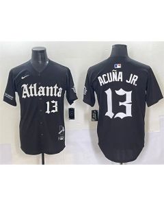 Youth Atlanta Braves #13 Ronald Acuna Jr. Black Gothic South x Outkast Edition Vapor Limited Stitched Baseball Jersey (Black)