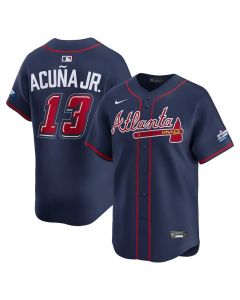 Youth Atlanta Braves #13 Ronald Acuna Jr. Navy 2025 MLB Speedway Classic Alternate Limited Player Jersey (Navy)