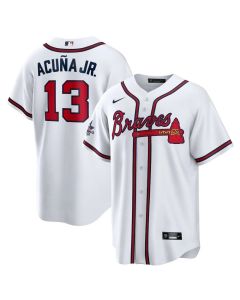 Youth Atlanta Braves #13 Ronald Acuna Jr. White 2025 MLB All-Star Game Home Replica Player Jersey (White)